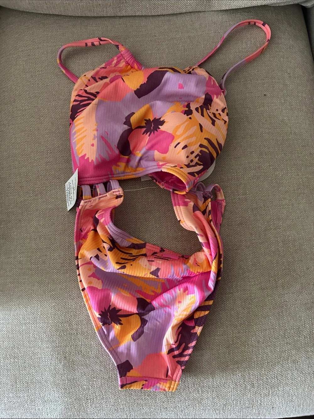 Girls Floral Pink & Purple Two-Piece Swim Set